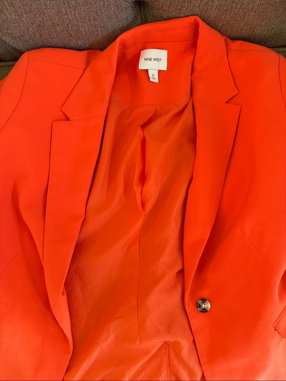 Nine West Bright Orange Single-Button Blazer